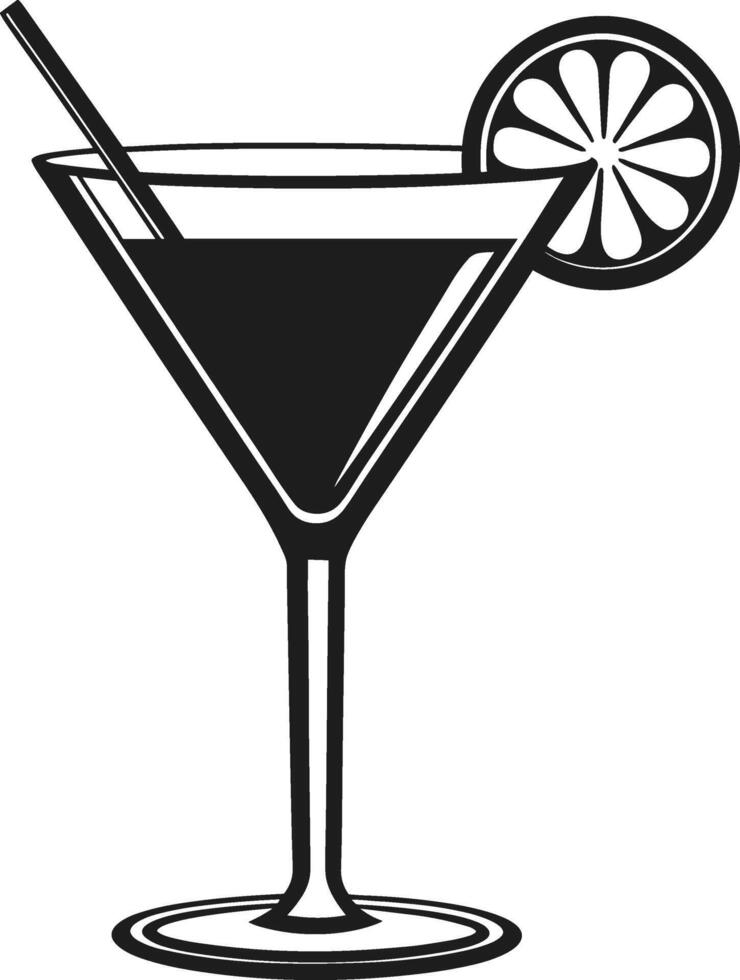 Elegant Cocktail Glass Silhouette with Citrus Garnish and Straw - Perfect for Bar, Party, and Summer Designs vector