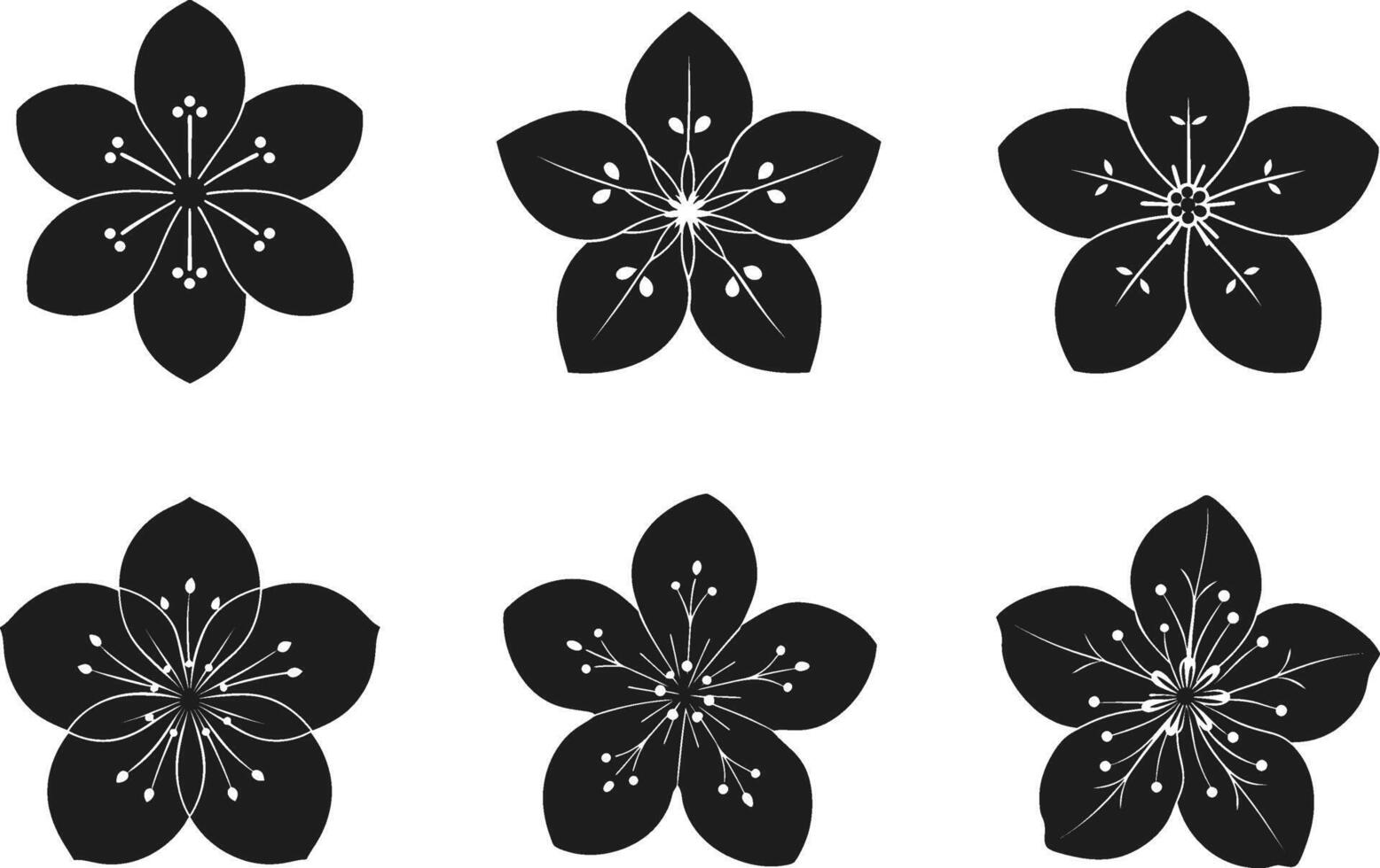Set of Cherry Blossom Silhouettes - Elegant Floral for Spring and Decorative Designs vector