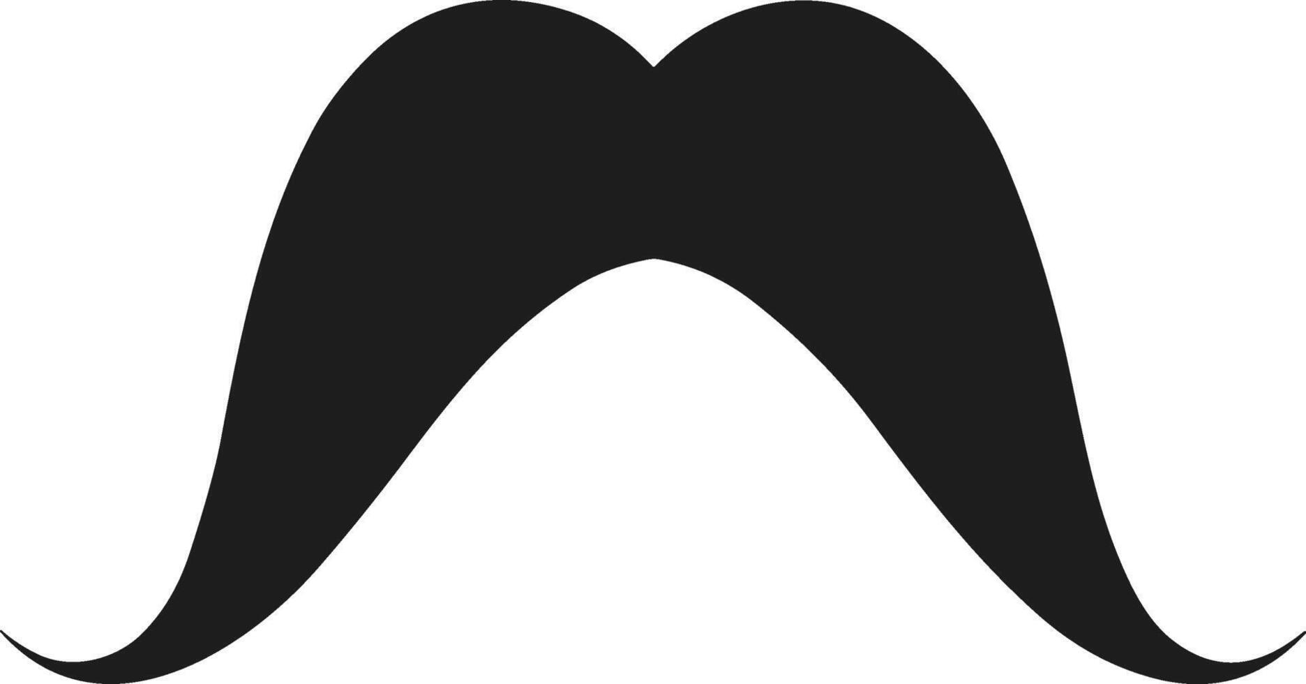 Curved Handlebar Mustache Silhouette - Stylish Retro Facial Hair Icon for Barbershop and Design Use vector