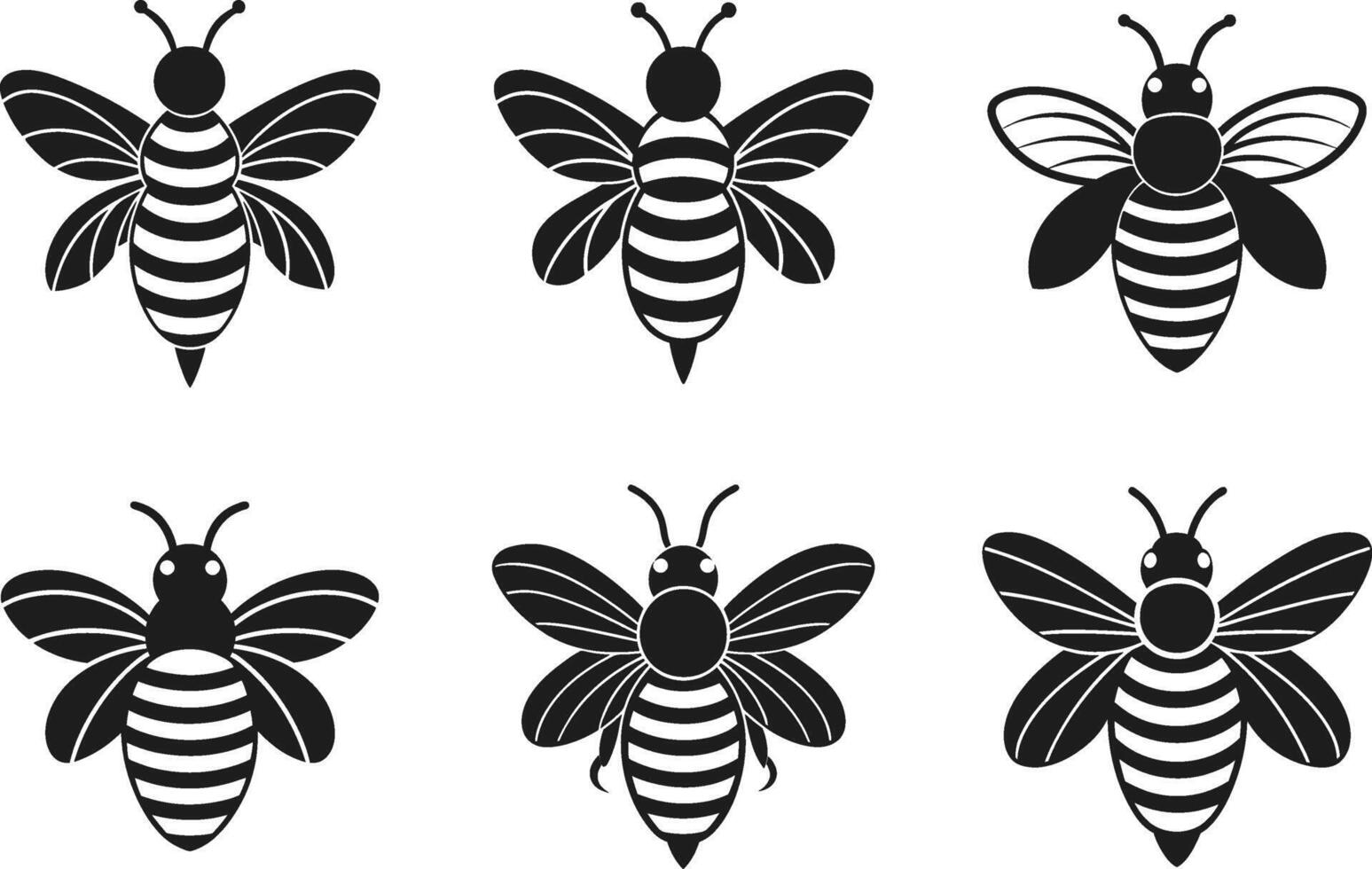 Set of Bee Silhouettes - Minimalist Illustration for Spring and Nature Themes vector
