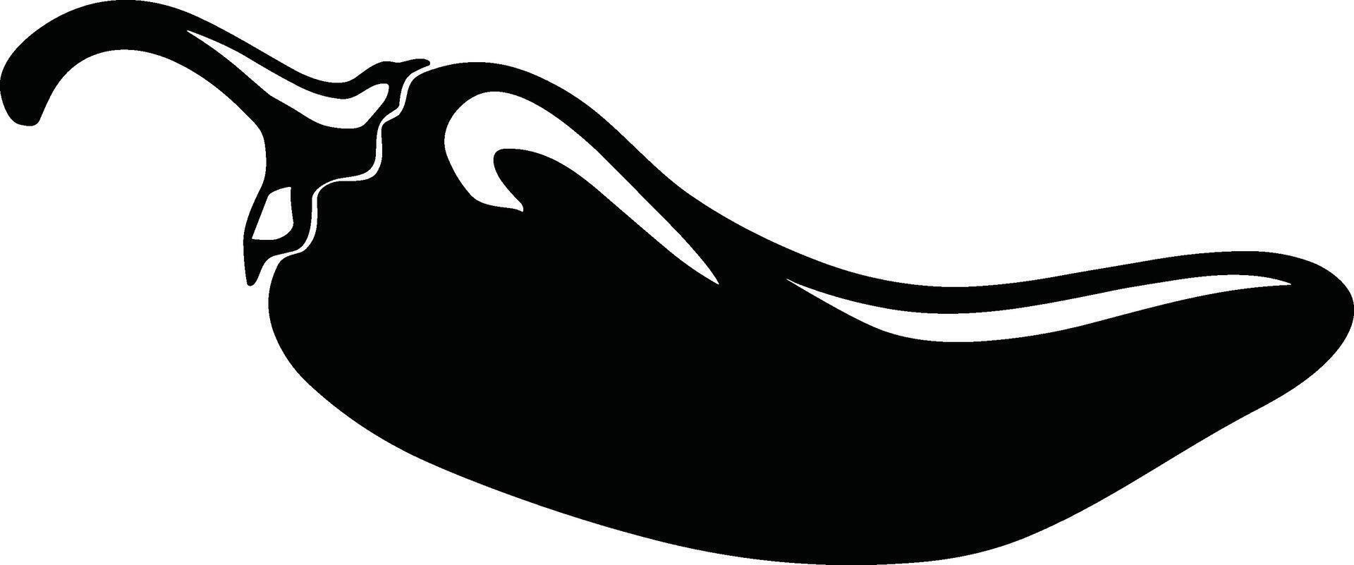 Spicy Chili Pepper Silhouette - Black Illustration vector