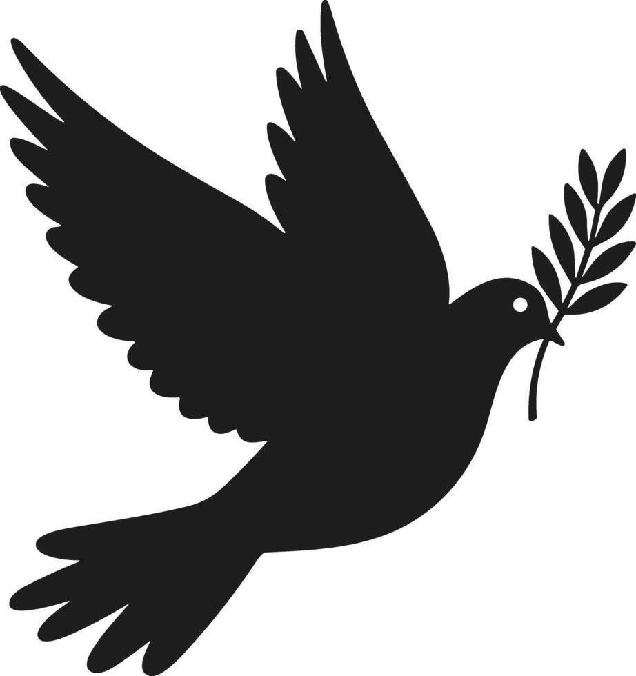 Peace Dove with Olive Branch Silhouette Illustration vector