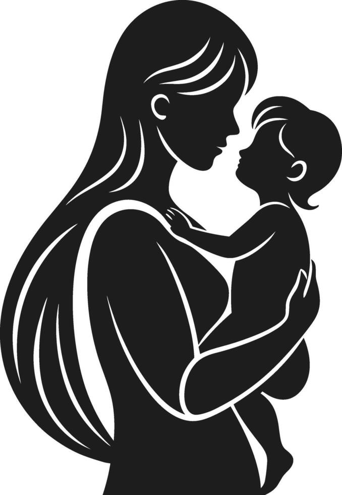 Mother and Child Silhouette - Loving Family Bond vector