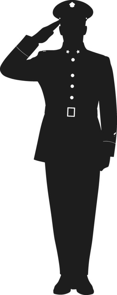 Military Officer Saluting Silhouette - Formal Uniform Illustration vector