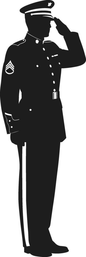 Side View Military Officer Saluting Silhouette Illustration vector