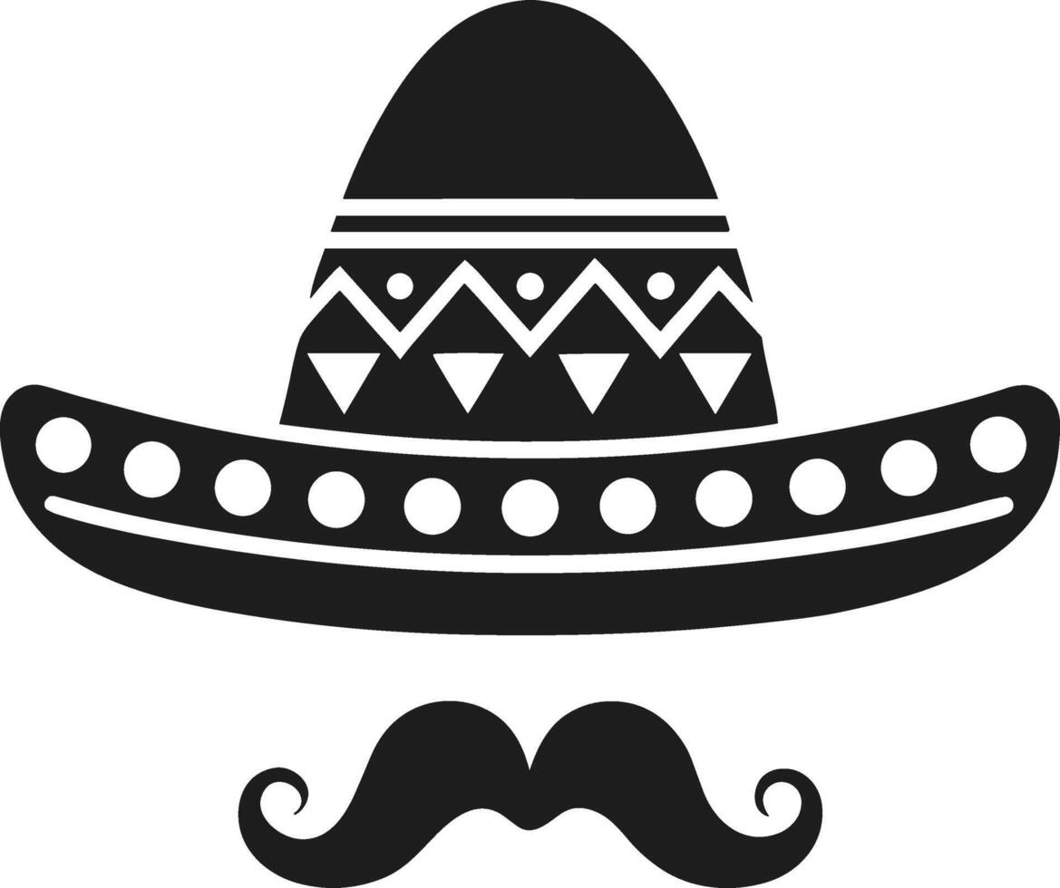 Sombrero and Mustache Silhouette - Traditional Mexican Festive Icon Illustration vector