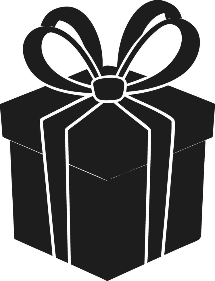 Black Gift Box Silhouette - Elegant Present with Ribbon and Bow vector