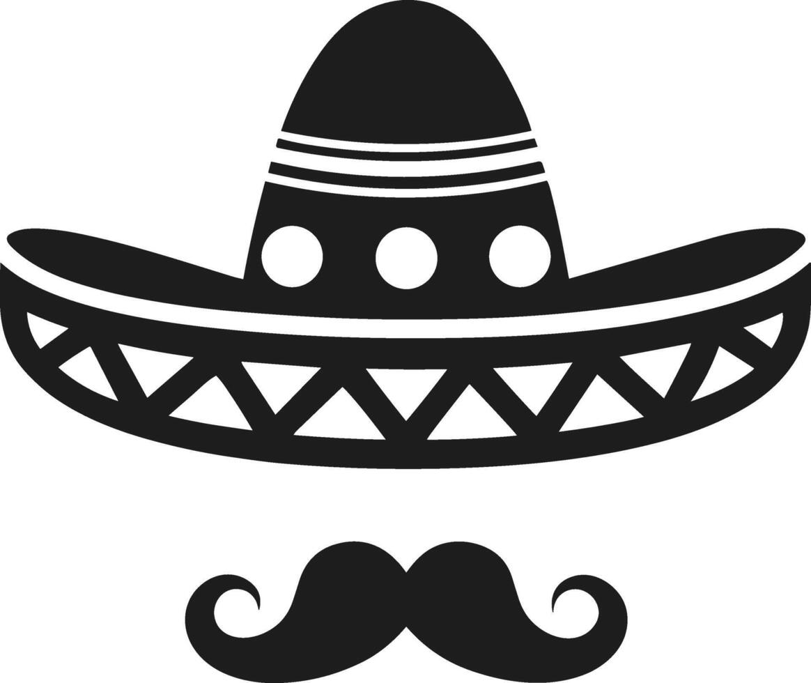 Sombrero and Mustache Silhouette - Mexican Culture Festive Icon Design vector