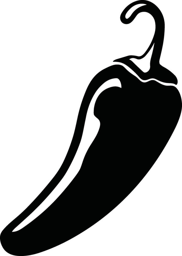 Spicy Chili Pepper Silhouette - Bold Black Illustration vector