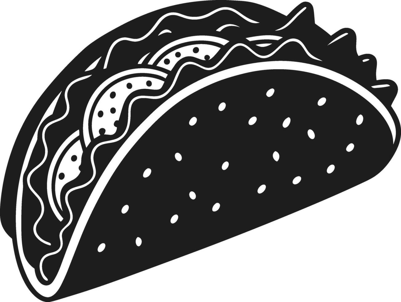 Detailed Taco Silhouette - Traditional Mexican Food Icon for Graphic Design vector