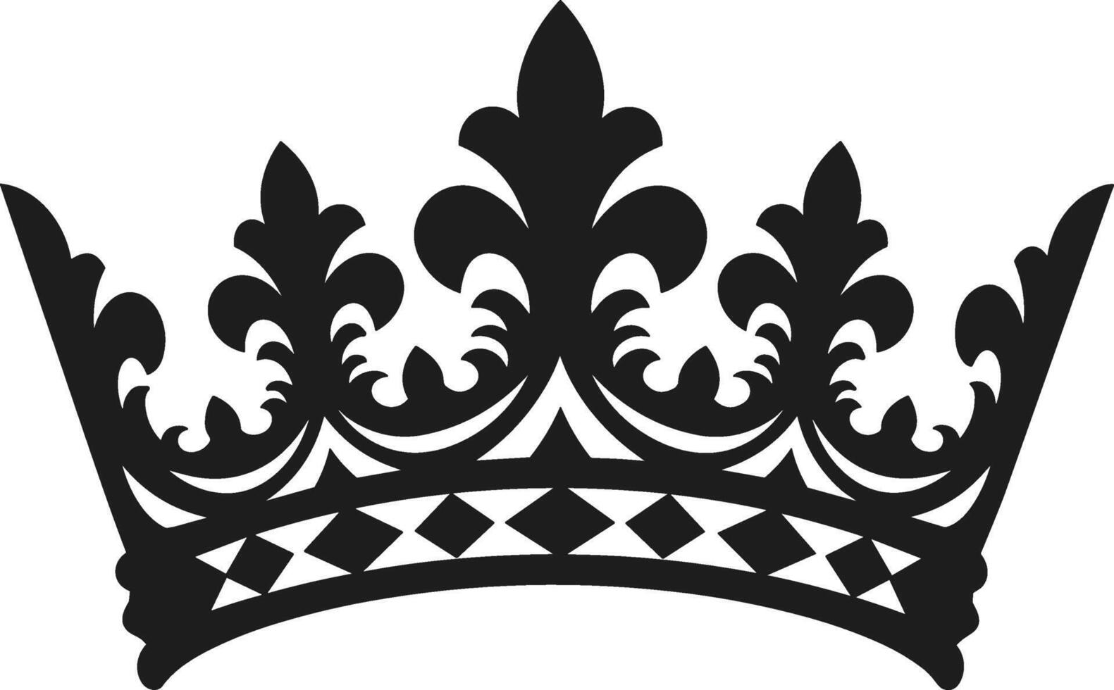 Elegant Royal Crown - Black Silhouette with Ornate Details vector