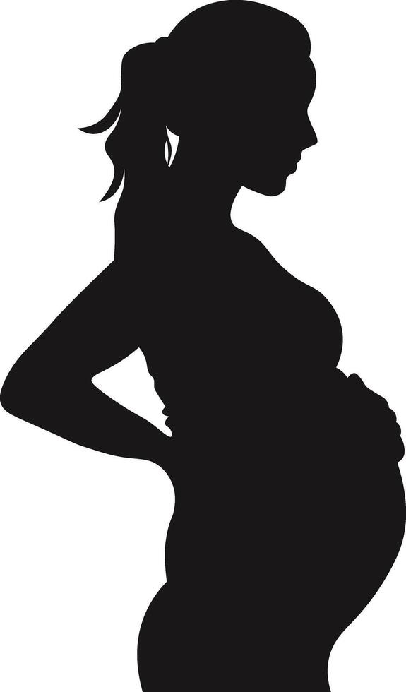 Pregnant Lady Silhouette with Flat Cartoon Design. vector