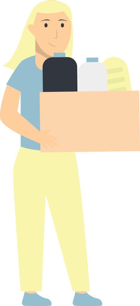 Person Volunteers and Donation Character with Cartoon Design. vector