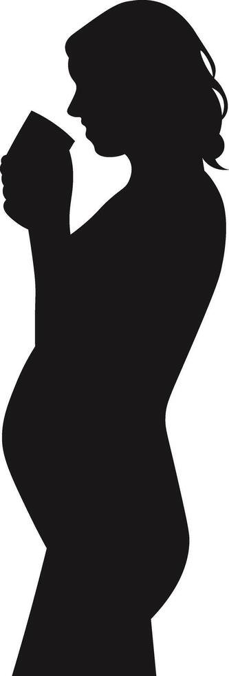 Pregnant Lady Silhouette in Flat Design. vector