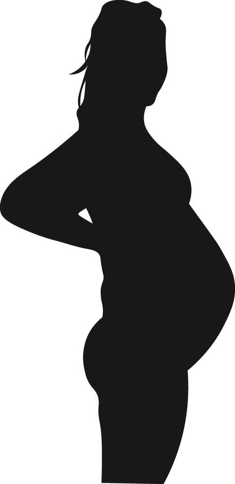 Pregnant Lady Silhouette with Cartoon Shape. vector