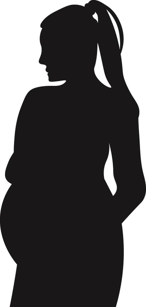 Pregnant Lady Silhouette with Flat Shape. vector