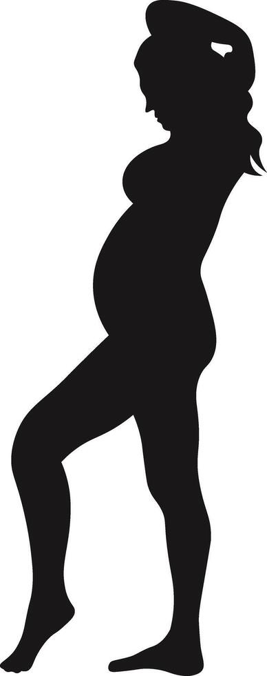Pregnant Lady Silhouette Isolated on White Background. vector