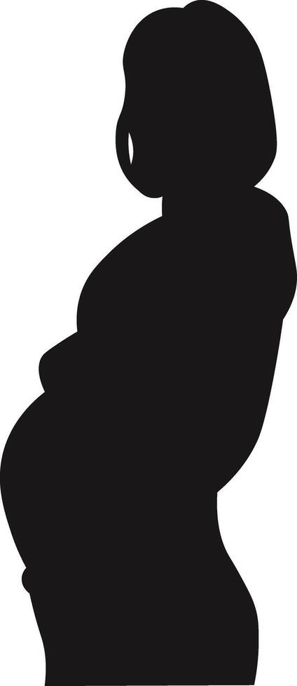 Pregnant Lady Silhouette on White Background vector
