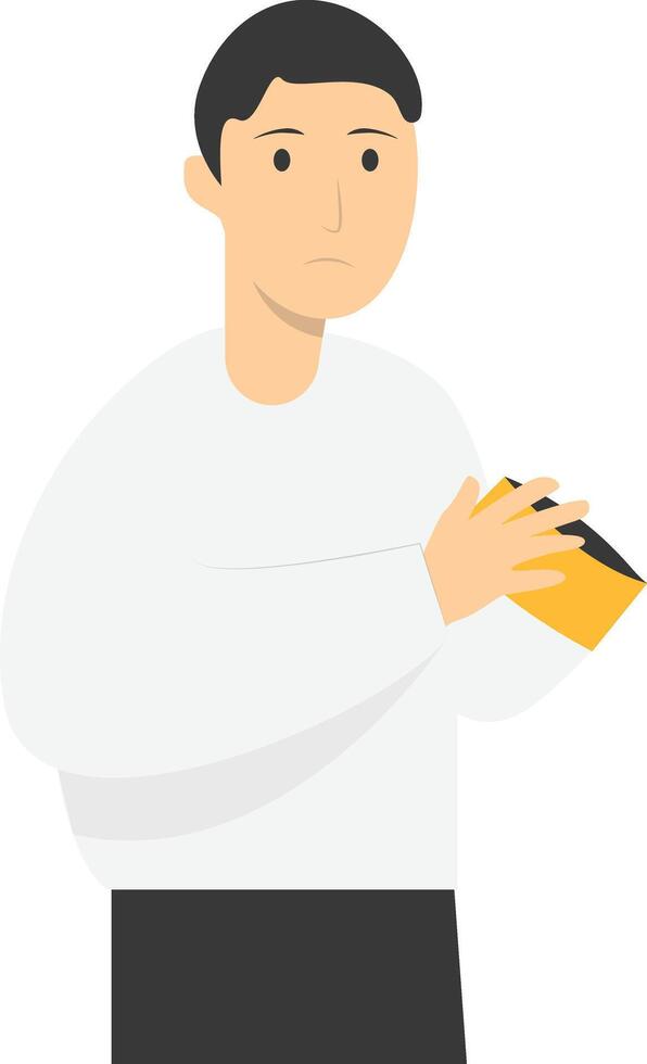 People Holding Empty Wallet in Cartoon Design. vector