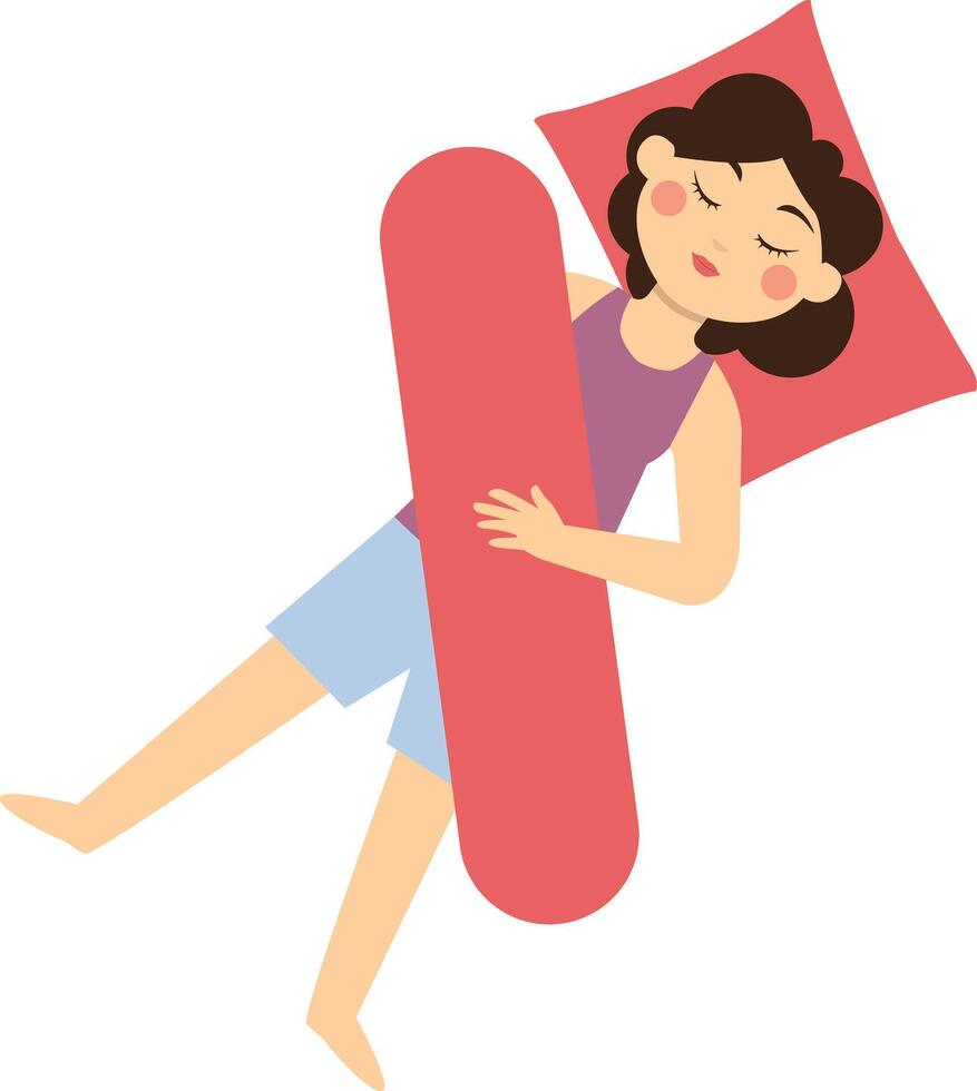 Girl Sleeping Pose Character Isolated on White Background vector