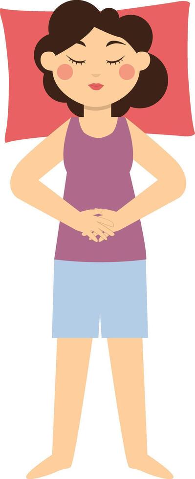 Girl Sleeping Pose Character with Cartoon Shape vector