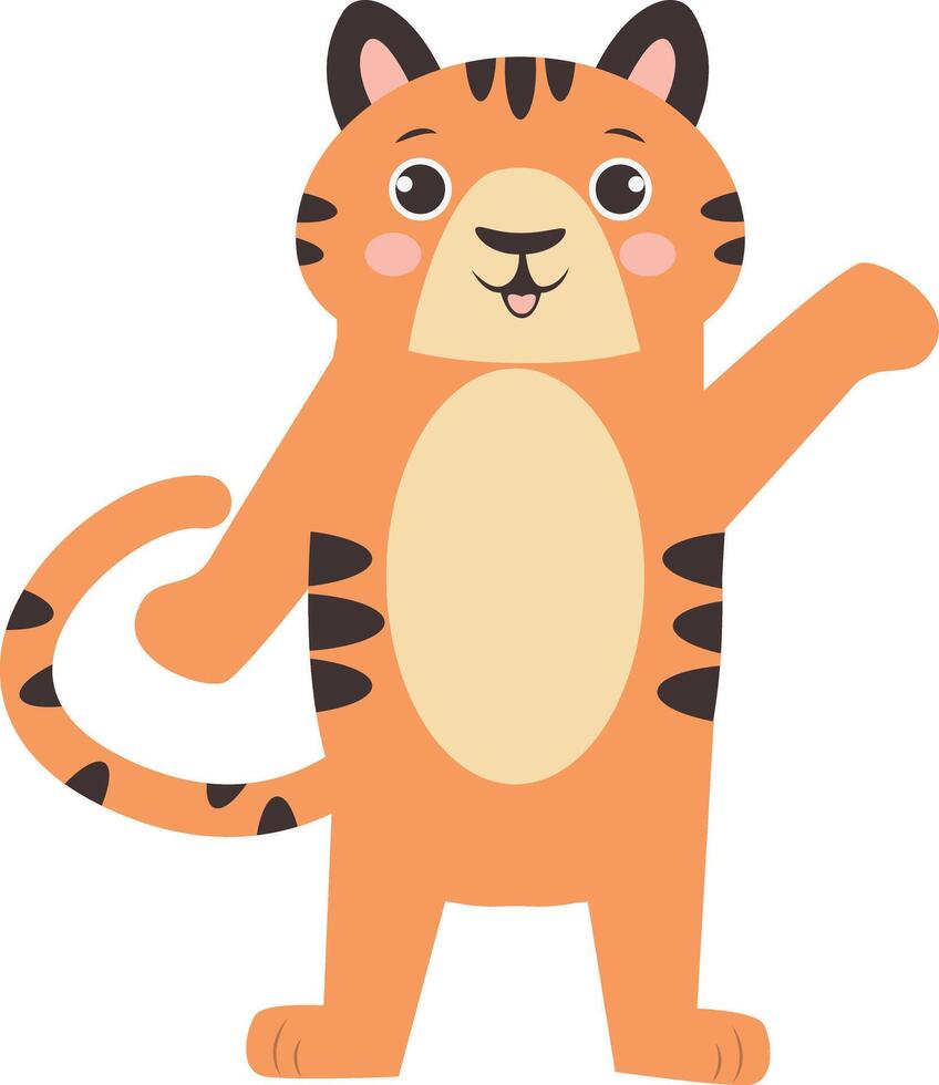 Tiger Cartoon Character on White Background vector