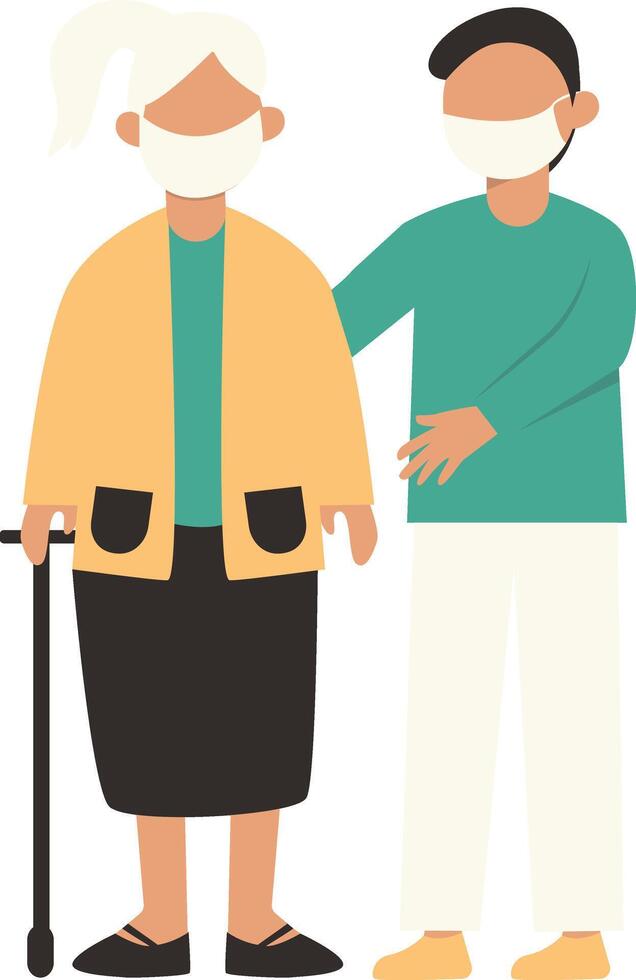 Volunteers Helping Old Person vector