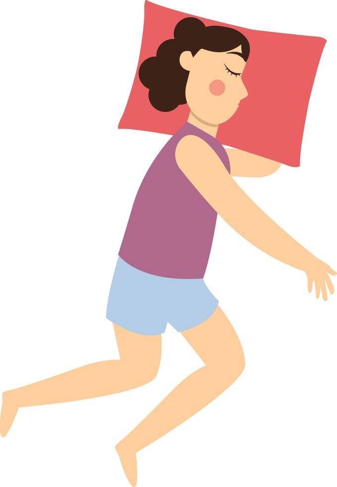 Girl Sleeping Pose Character on White Background vector