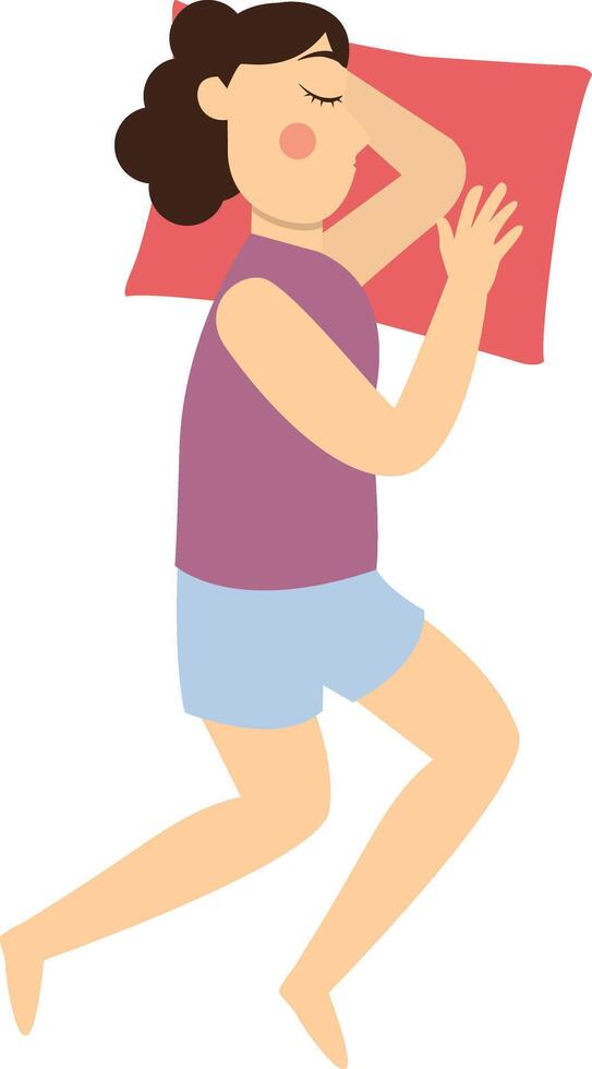 Girl Sleeping Pose Cartoon Character. vector