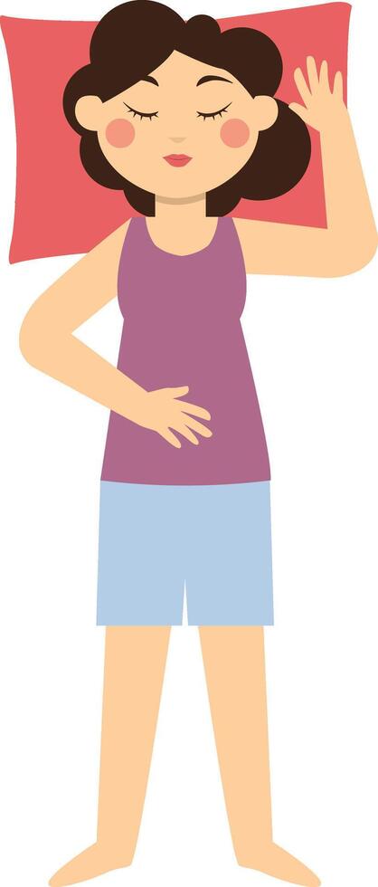 Girl Sleeping Pose Character with Cartoon Design vector