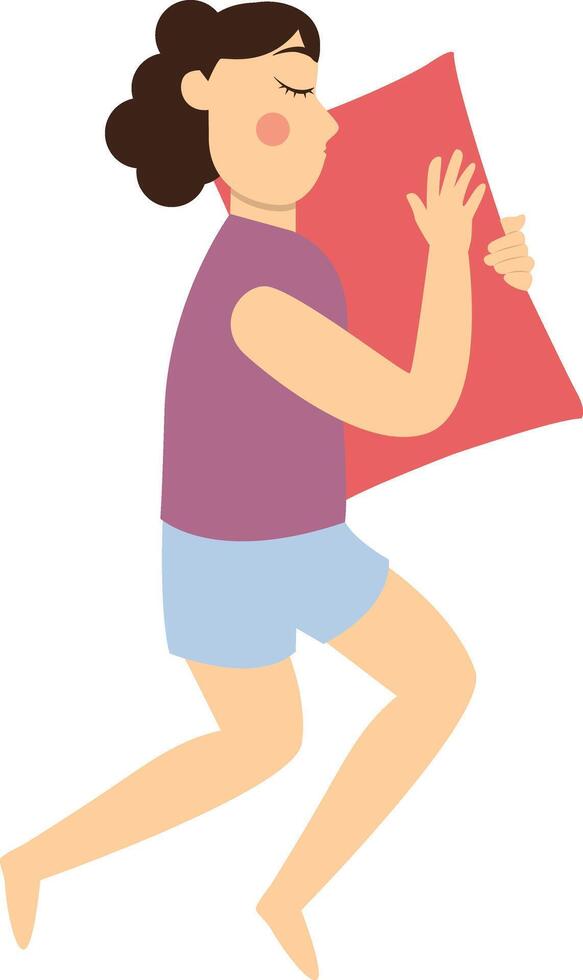 Girl Sleeping Pose Character in Flat Design vector