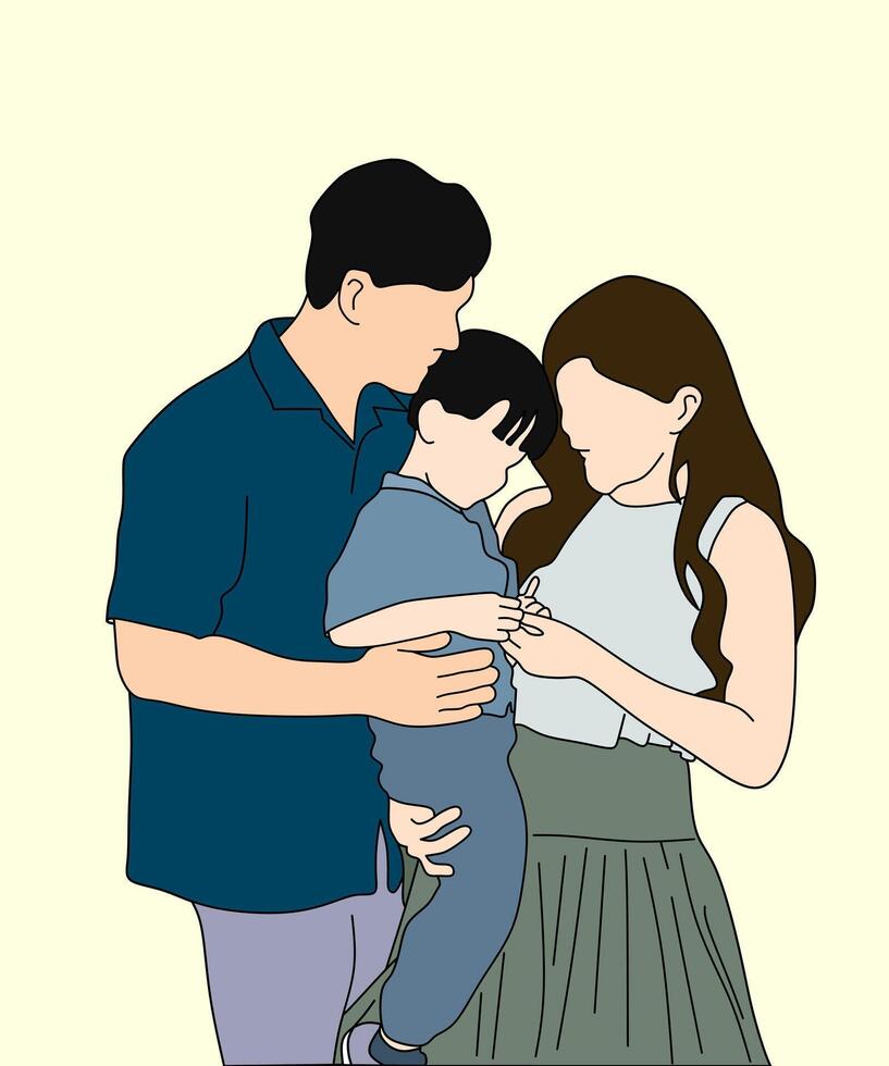 Flat Illustration of a Happy Family with Child vector