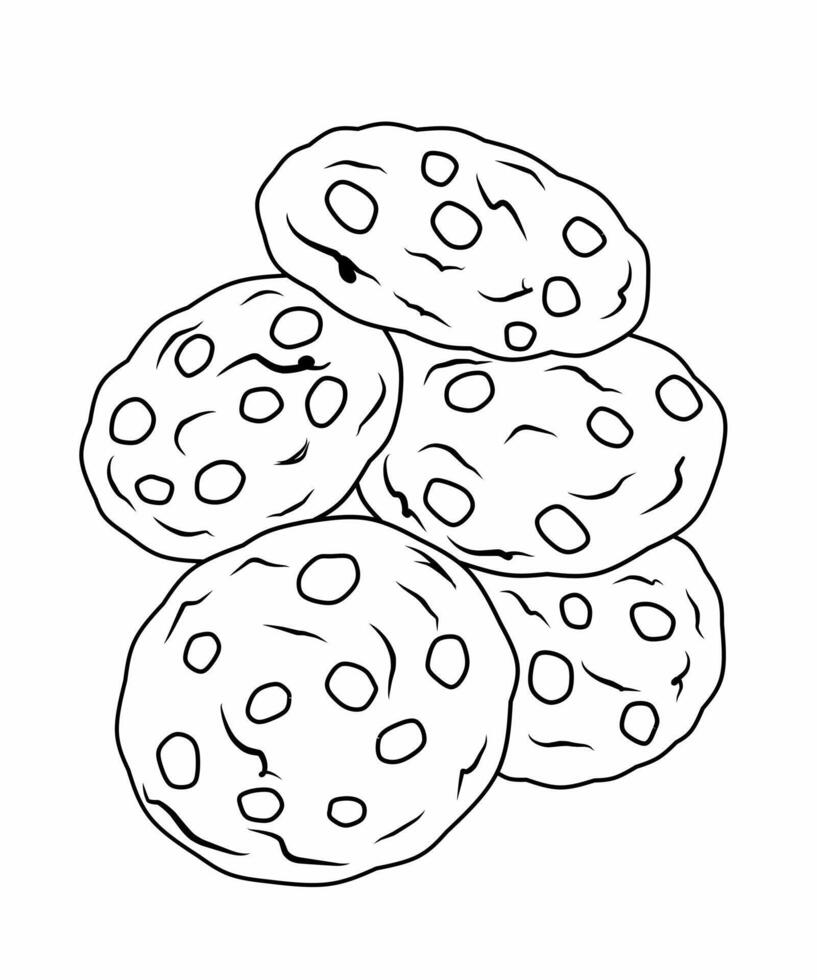 Outline of Chocolate Chip Cookies Illustration vector