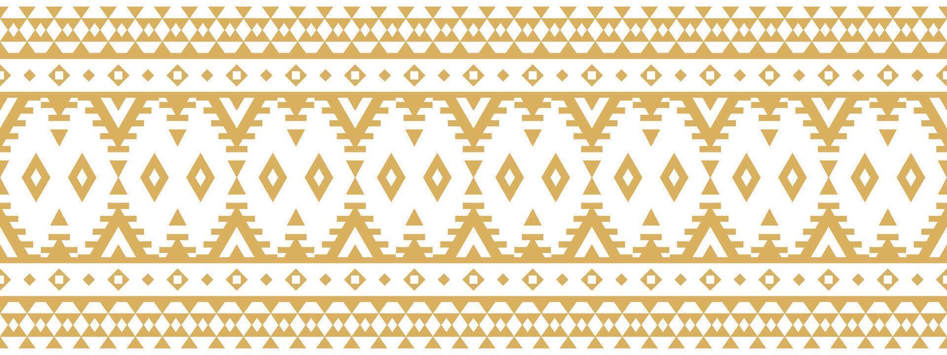 Tribal Fabric with Ethnic Navajo Aztec Border and American Style Pattern. vector