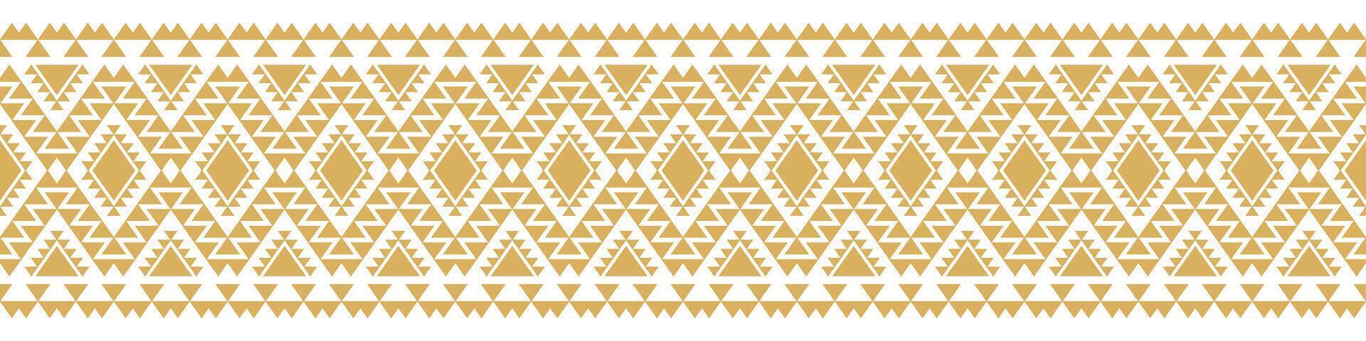 Decorative Tribal Style Fabric with Navajo Aztec American Ethnic Border Pattern. vector