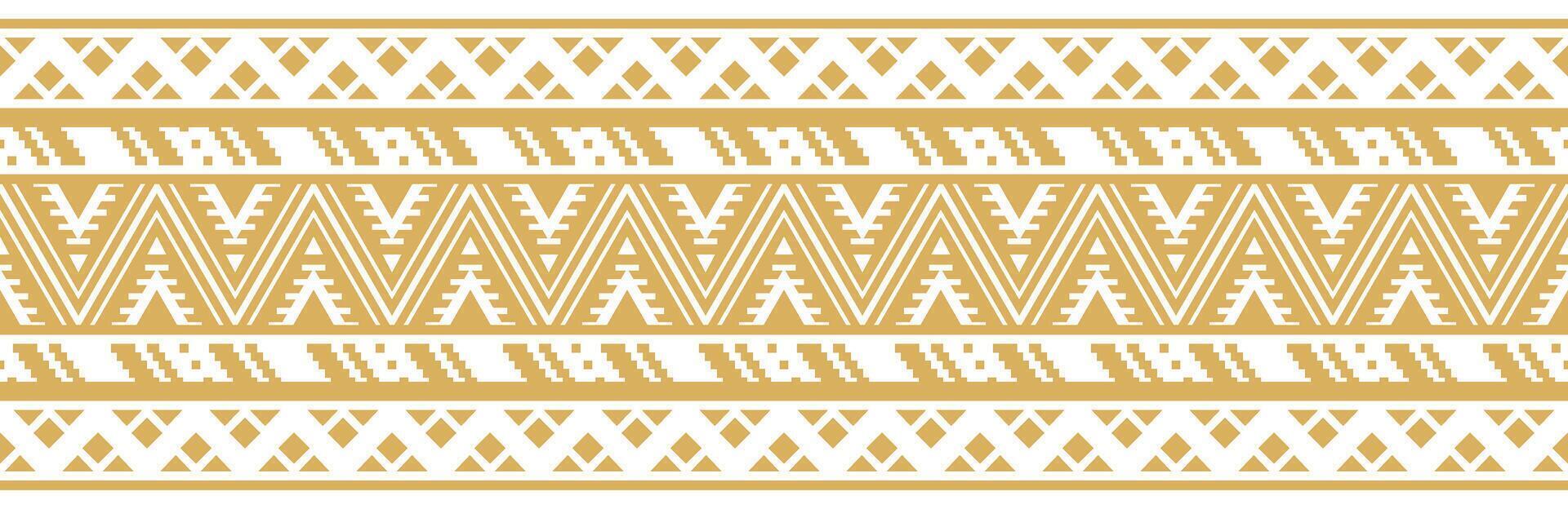 Navajo Tribal Pattern in Ethnic Fabric Style with Aztec American Border Design. vector