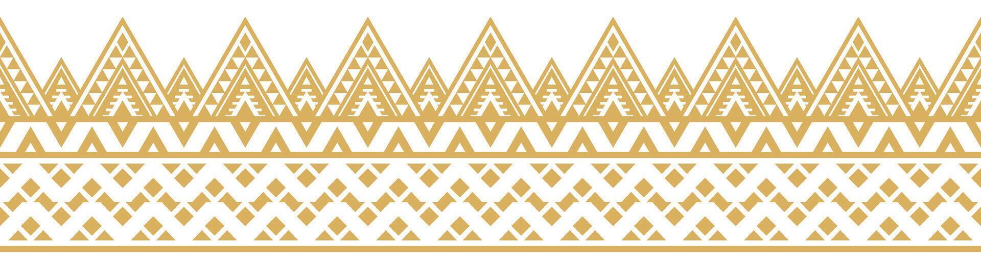 Geometric Fabric Pattern with Aztec Tribal Ethnic Navajo American Border. vector