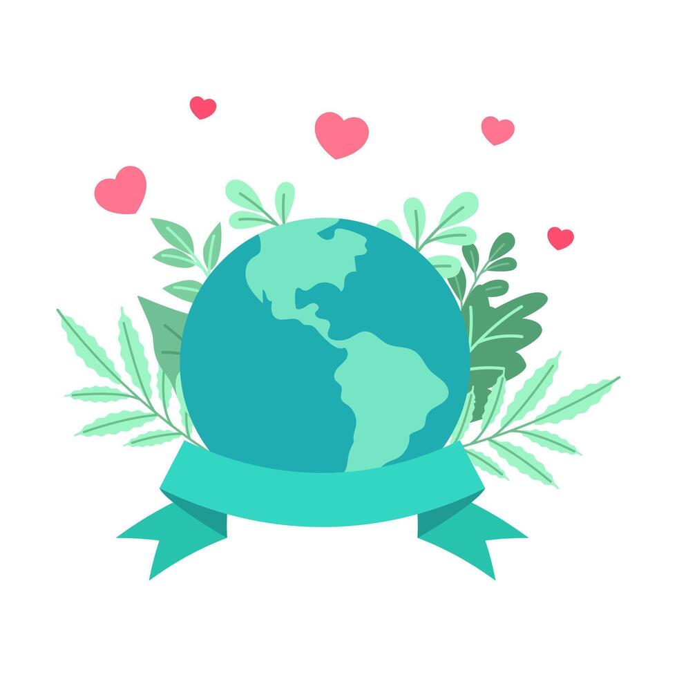 Loving the Earth with Greenery and Hearts for a Meaningful Earth Day vector