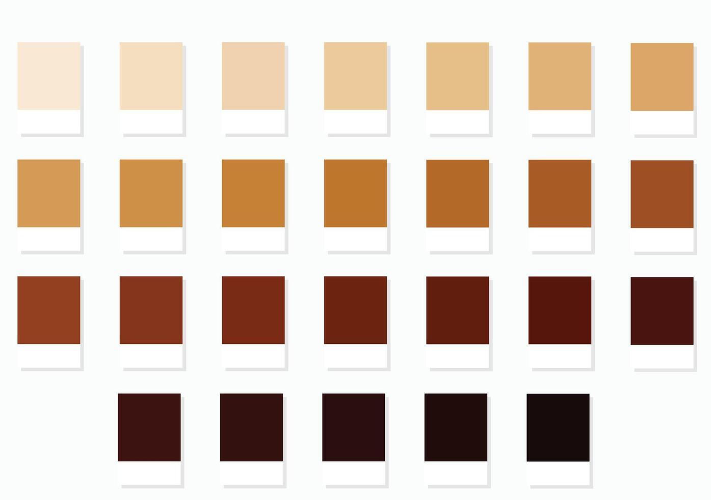 Color Swatches 26 Chocolate and Coffee Shades - 3d Light Faded Browns to Dark Deep Tones, Colour Palette, Scheme and Combinations vector