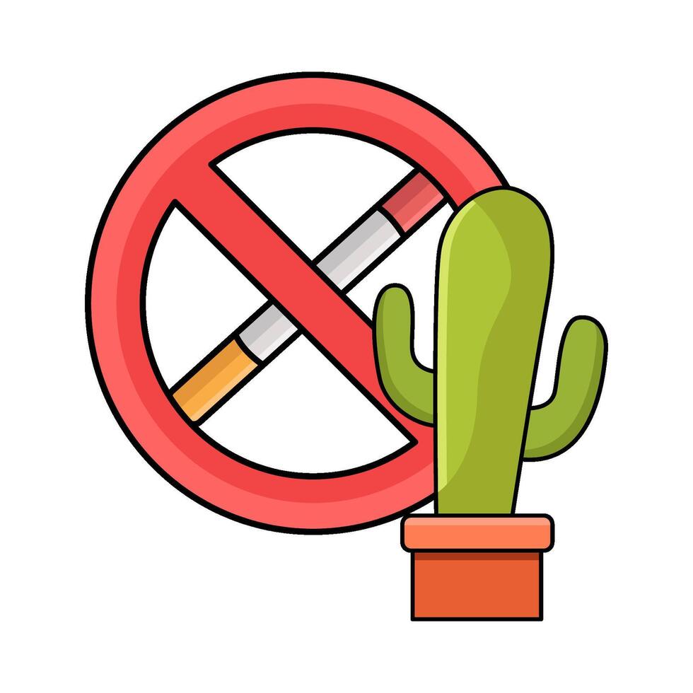 No Smoking Symbol with cactus vector