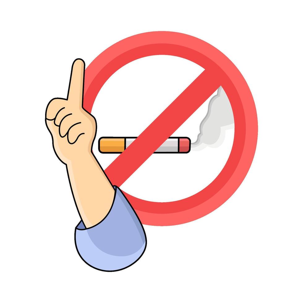 illustration of No Smoking with hand vector