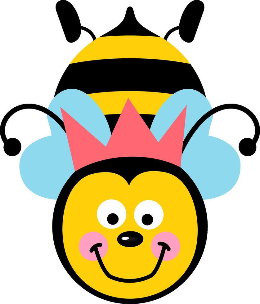 Cute queen bee with crown vector