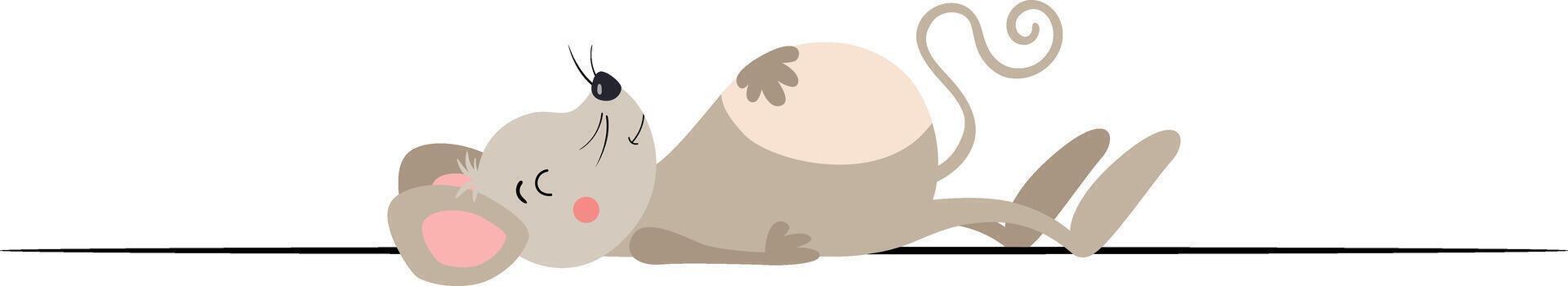 Little mouse lying on the floor sleeping vector