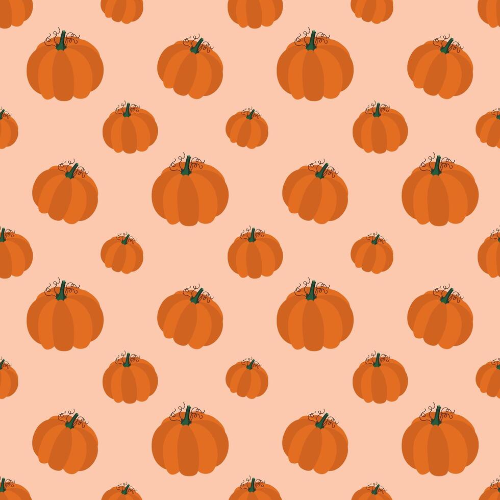 Seamless pattern of autumn pumpkins vector