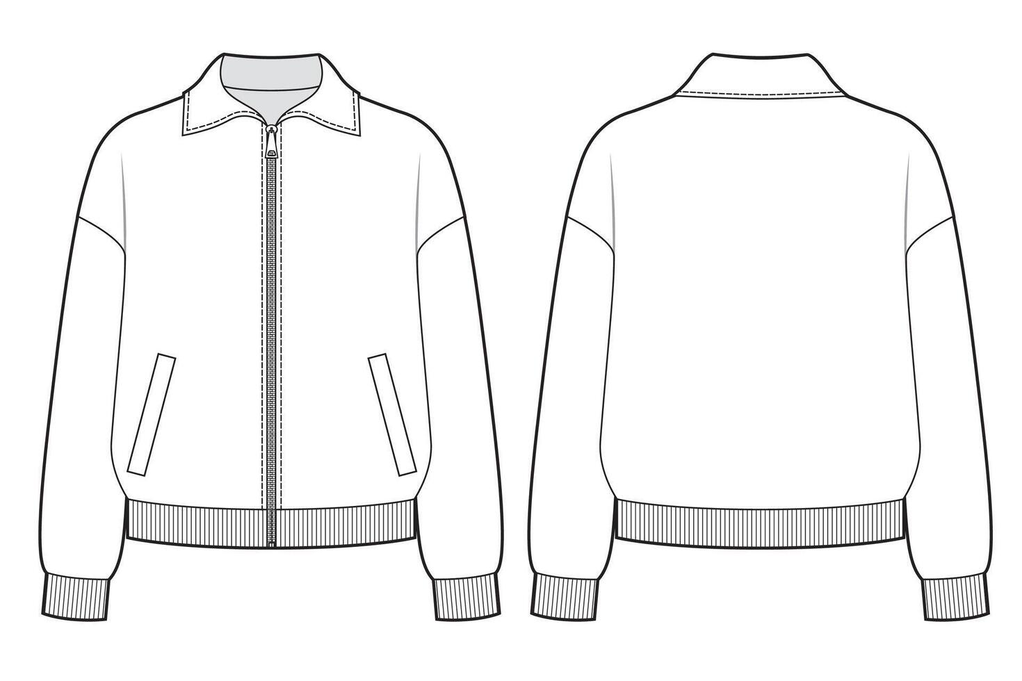 Sweatshirt with zipper on front technical illustration vector