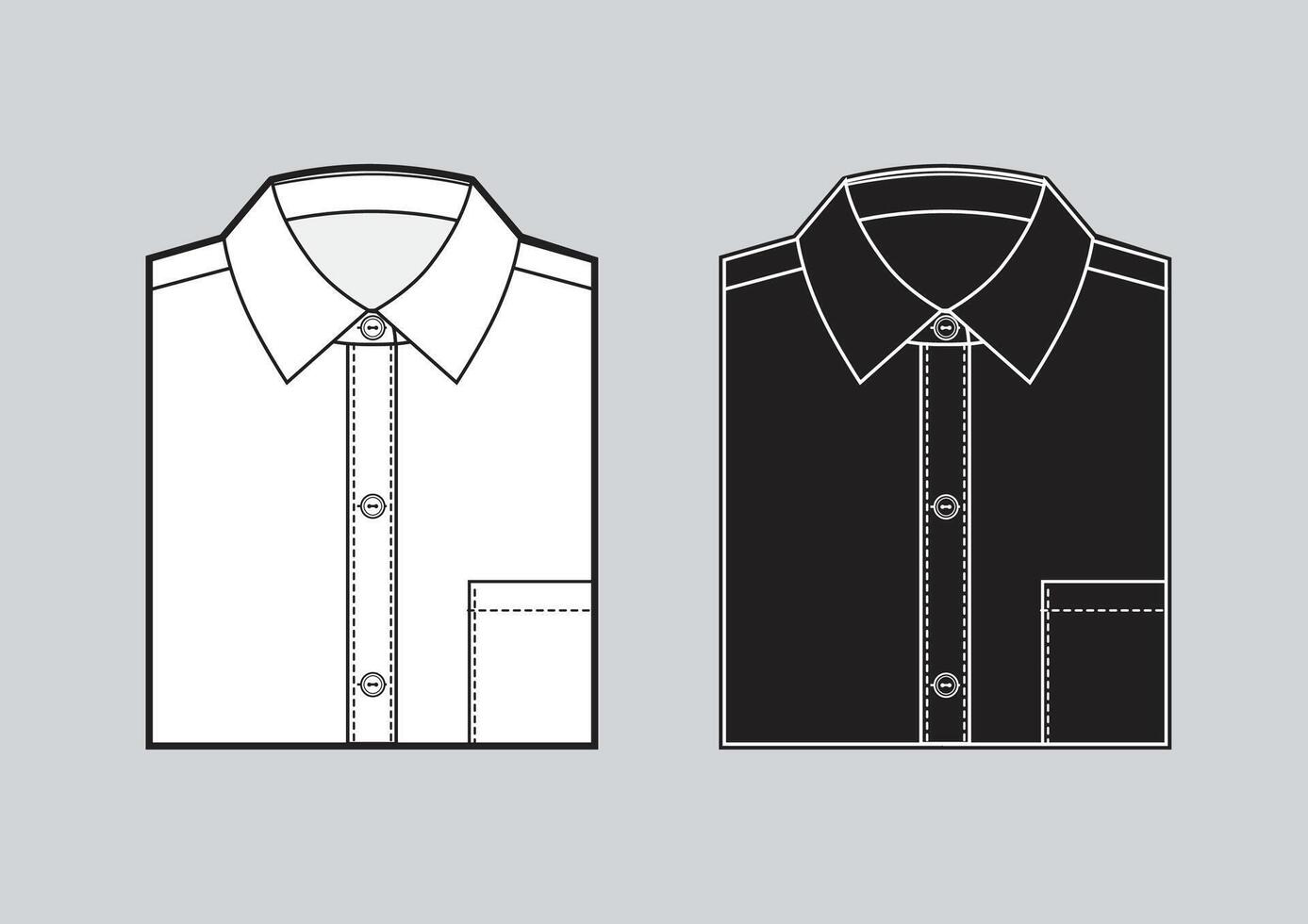 Men's blank folded shirt template. Two shirts set vector