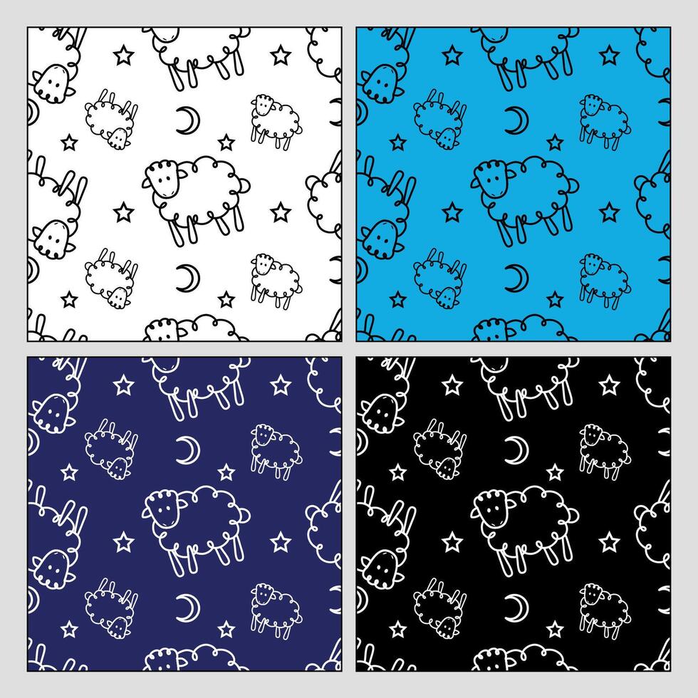 Seamless pattern with sheep and stars. vector