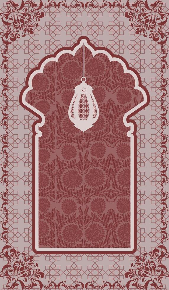 red Islamic mat with lamp vector