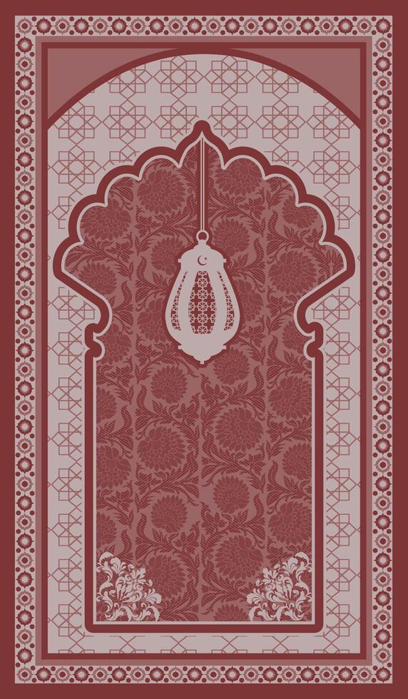 beautiful red prayer mat with flower border vector