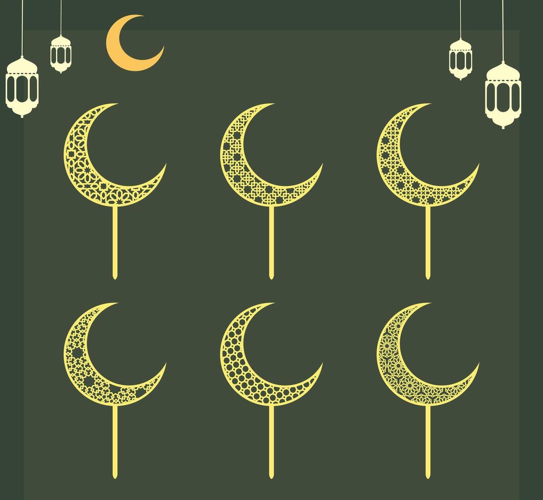 Moon with pattern cake topper vector